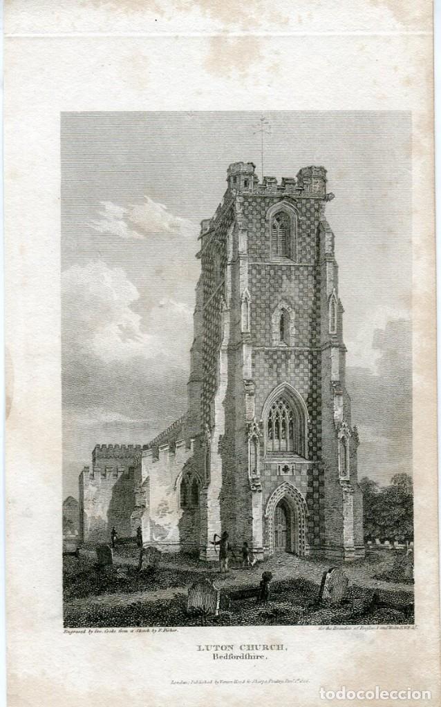 Arte: Luton Church grabado por G. Cooke de un apunte de F. Fisher