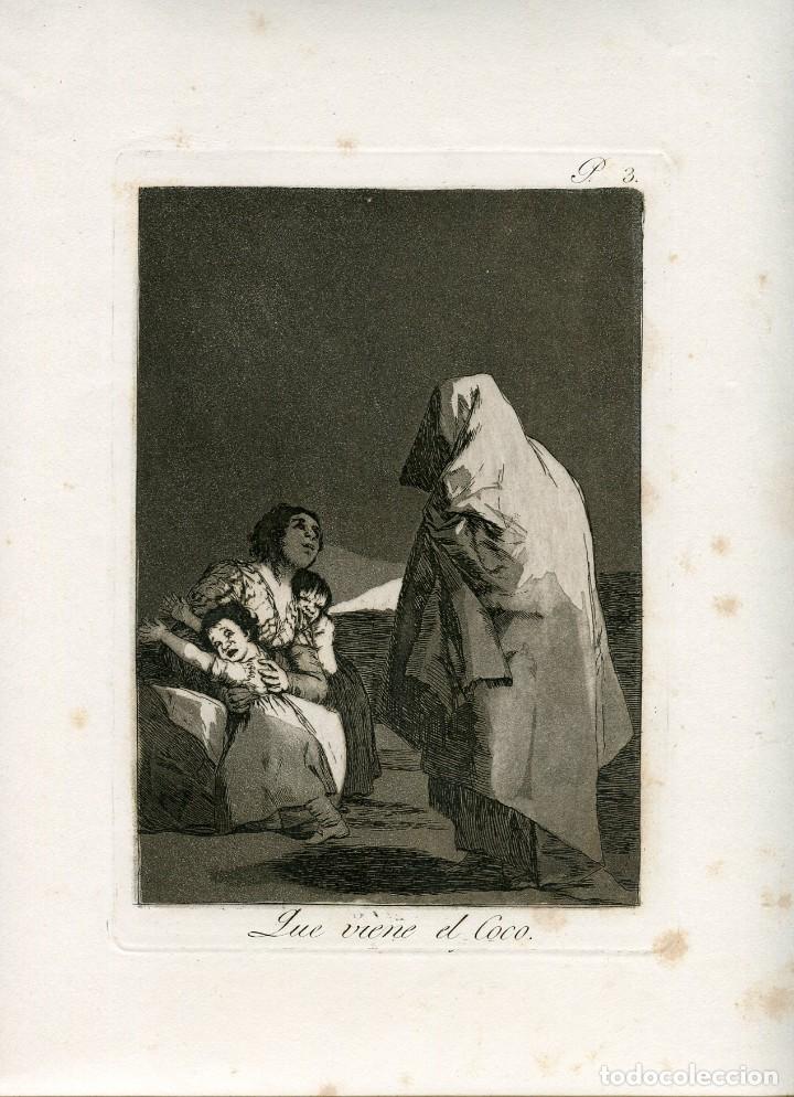 Kunst: Que viene el coco, grabado n&ordm; 3 original de Goya 5&ordf; edici&oacute;n (1881-1886).