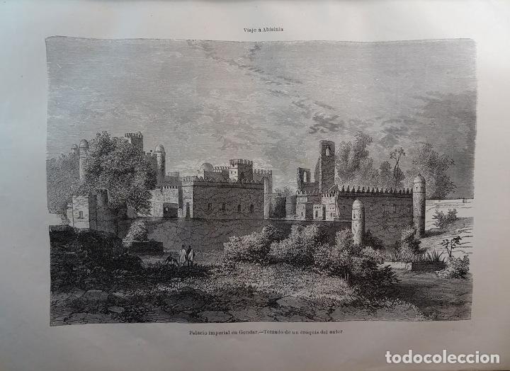 Art: ANTIQUE ENGRAVED ABYSSINIA 1876 IMPERIAL PALACE GONDAR 19th CENTURY PRINT 29C