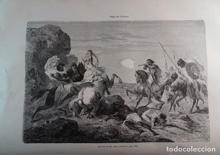 Art: ANTIQUE ENGRAVED ABYSSINIA 1876 DEATH OF Mr BELL 19th CENTURY PRINT 0032CC