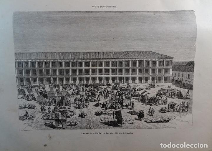 Kunst: ANTIQUE ENGRAVED NEW GRANADA 1876 THE HOUSE OF BOGOTA 19th CENTURY PRINT 045CC
