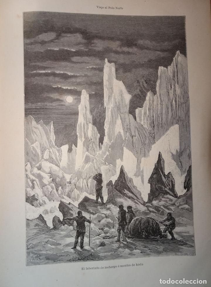 Kunst: ANTIQUE ENGRAVED NORTH POLE 1876 ICEBERGS MAZE 19th CENTURY PRINT 52CC