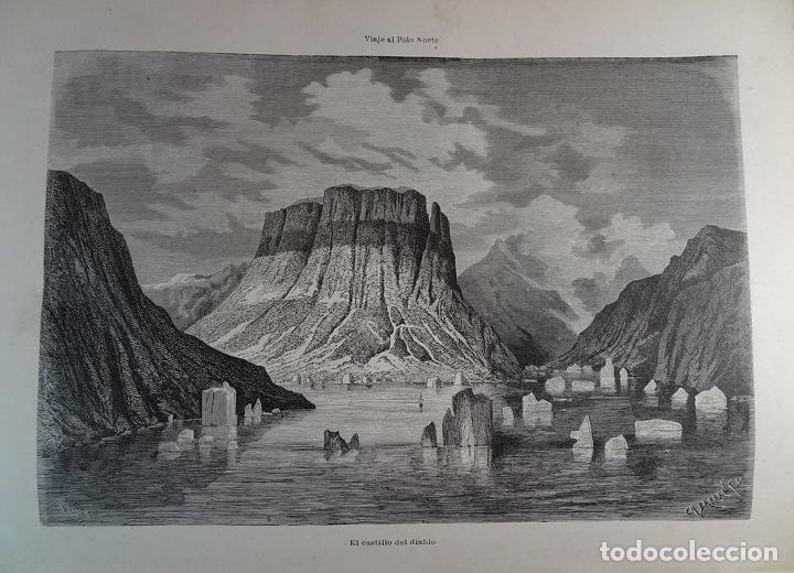 Kunst: ANTIQUE ENGRAVED NORTH POLE 1876 THE DEVIL 'S CASTLE 19th CENTURY PRINT 54CC