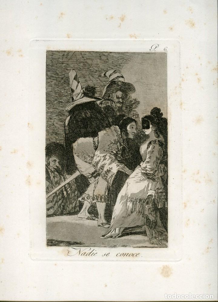 Art: Nadie se conoce - Capricho n&ordm; 6 de Goya - Aguafuerte original 5&ordf; ed. 1881-86