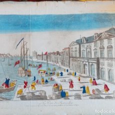 Arte: GRABADO COLOREADO S.XVIII VISTA OPTICA LE PORT DE MARSEILLES. Lote 217029496