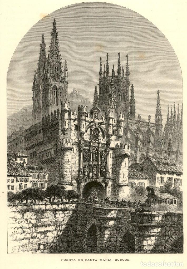 Art: 1870 - Original - Puerta de Santa Maria Burgos - Picturesque Europe - Sin montar