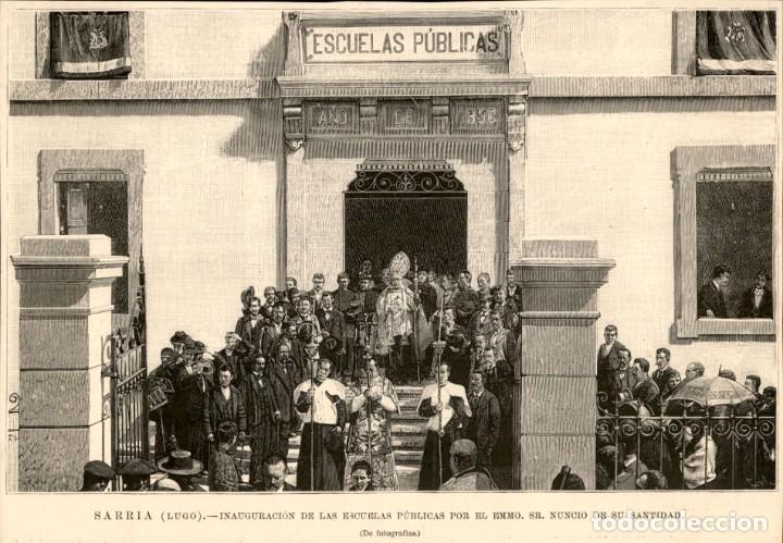 Kunst: 1896 - Sarria - Lugo - Inaguraci&oacute;n de las Escuelas Publicas - La Ilustraci&oacute;n Espa&ntilde;ola