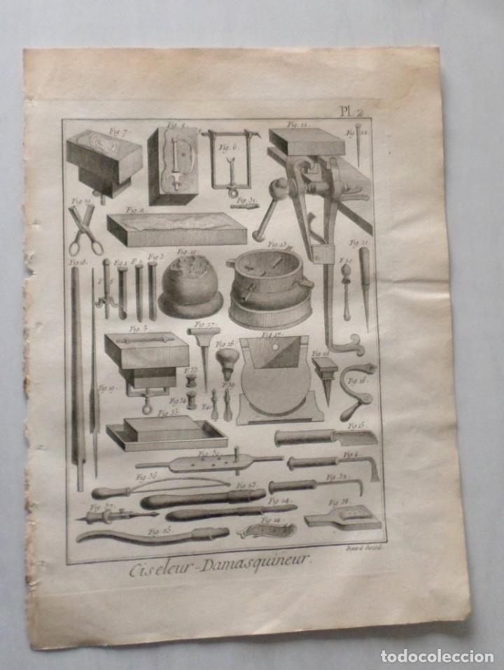 Arte: herramientas - ciseleur damasquineur - DIDEROT A&ntilde;o de 1751. - Foto 1