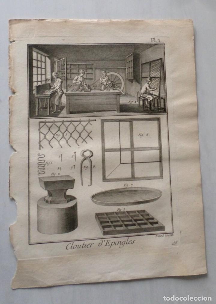 Arte: clavadora - cloutier d&acute;epingles - DIDEROT A&ntilde;o de 1751. - Foto 1