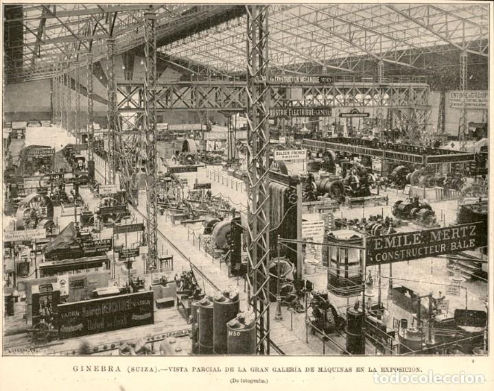 Arte: 1896 - Ginebra - Suiza - Gran galeria de maquinas de exposicion - La Ilustraci&oacute;n Espa&ntilde;ola