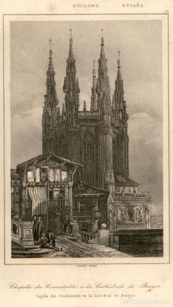 Arte: 1850 - Original - Burgos - Capilla del Condestable - Catedral - Meyer&acute;s Universum - Litografia