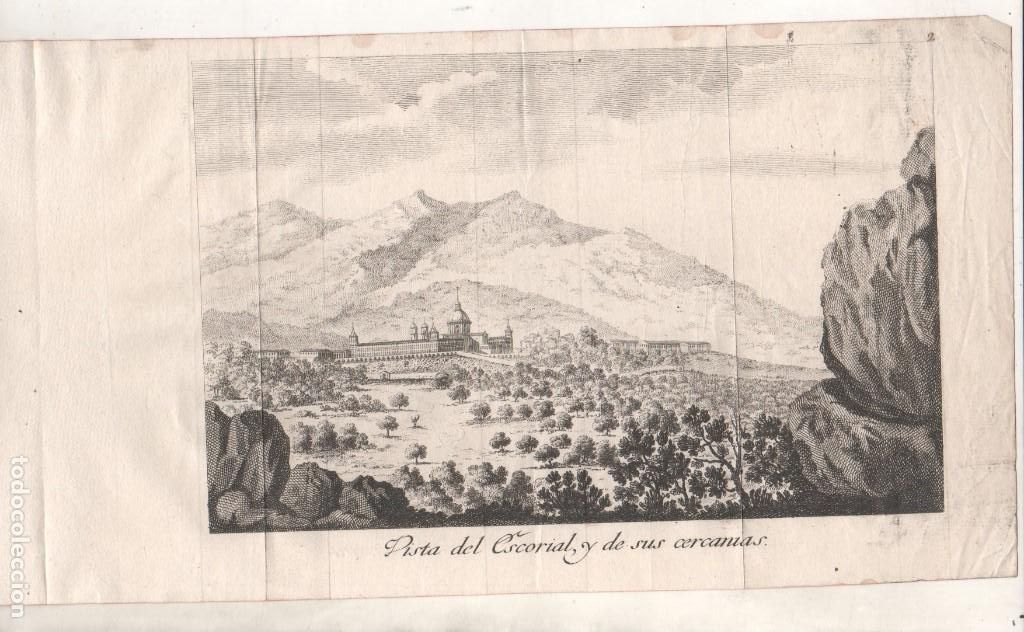 Arte: Precioso grabado Vista del Escorial y de sus cercanias. 1888