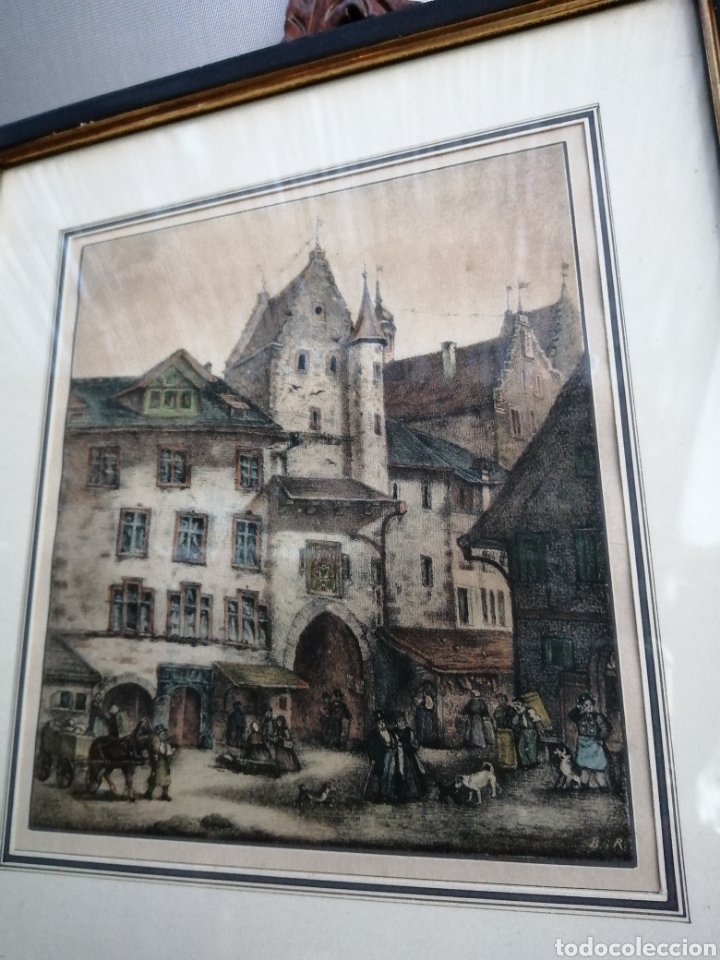 Arte: Gravado aguafuerte. Mercado medieval - Foto 1