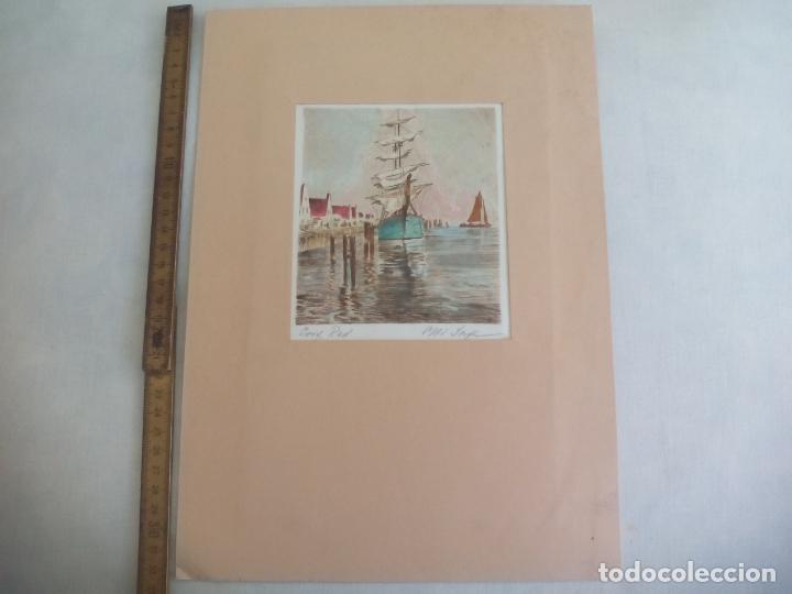 Kunst: SERIGRAFIA O LITOGRAF&Iacute;A, DESCONOZCO EL AUTOR. TEMA MARINERO, BARCO VELERO. Firmado a l&aacute;piz.