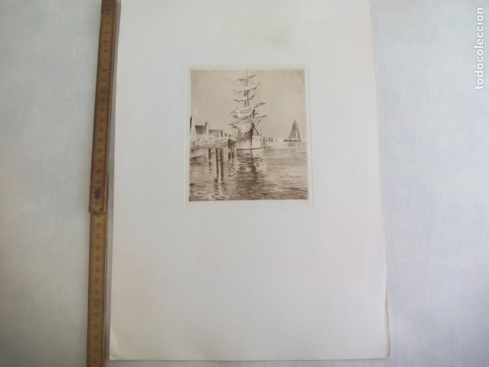 Kunst: SERIGRAFIA O LITOGRAF&Iacute;A, DESCONOZCO EL AUTOR. TEMA MARINERO, BARCO VELERO.