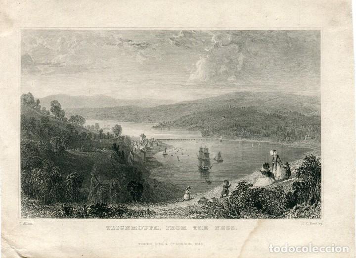 Art: Teignmouth desde el Ness, Devon - Grabado original de T. Allom - 1845