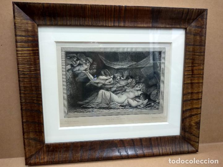 Arte: Le sommeil de Prudhon, eau forte Gazette des Beaux-arts 1870 montaje cuadro