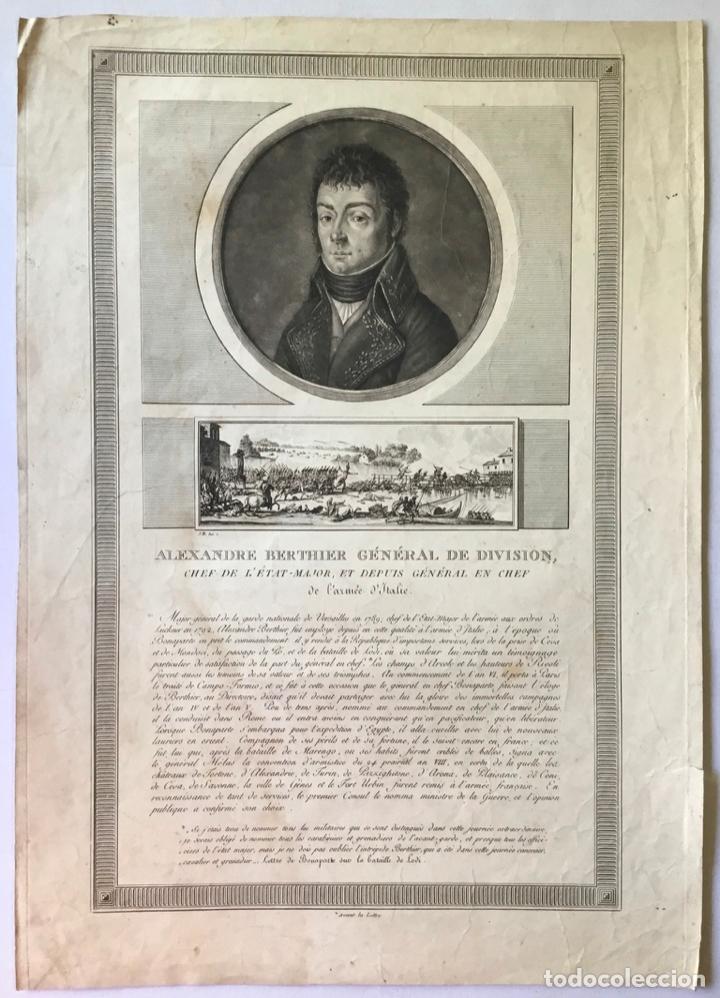 Arte: ALEXANDRE BERTHIER G&Eacute;N&Eacute;RAL DE DIVISION, CHEF DE L&Eacute;TAT-MAJOR. (41 X 29 CM) - Foto 3