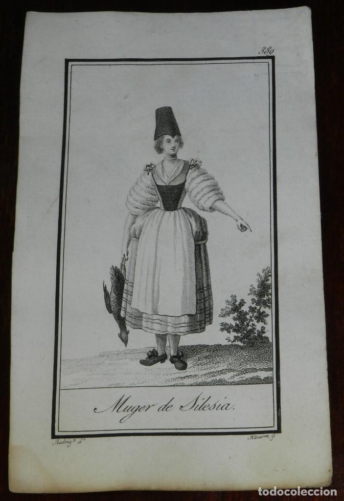 Kunst: ANTIGUO GRABADO ETNOGRAFICO DE MUJER DE SILESIA, GRABADO POR MANUEL ALBUERNE. DIBUJADO POR RODRIGUEZ