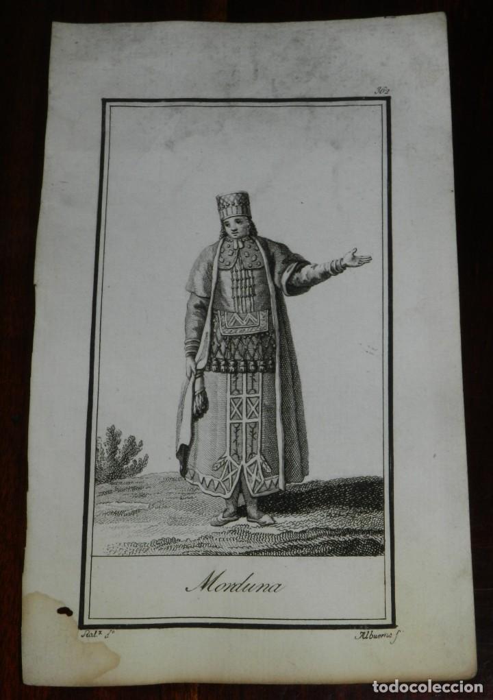 Arte: ANTIGUO GRABADO ETNOGRAFICO DE MORDUNA, GRABADO POR MANUEL ALBUERNE. DIBUJADO POR RODRIGUEZ, MIDE 17
