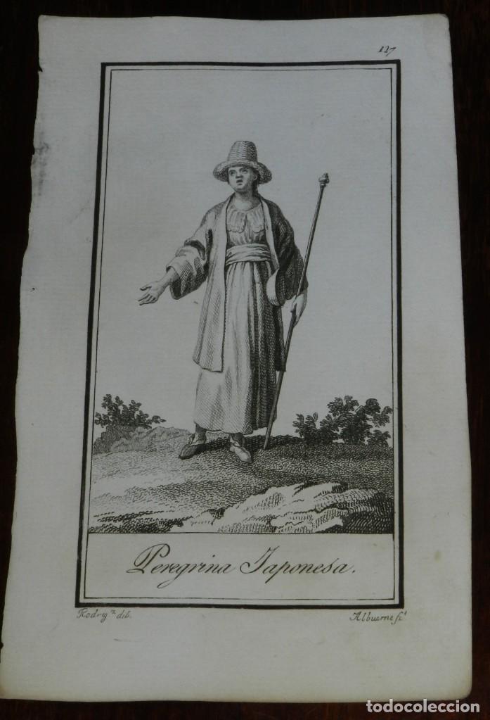 Arte: ANTIGUO GRABADO ETNOGRAFICO DE PEREGRINA JAPONESA. GRABADO POR MANUEL ALBUERNE. DIBUJADO POR RODRIGU