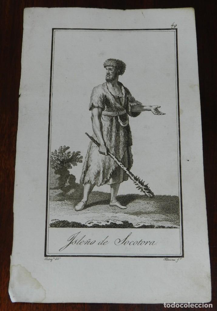 Kunst: ANTIGUO GRABADO ETNOGRAFICO DE ISLE&Ntilde;O DE SOCOTORA. GRABADO POR MANUEL ALBUERNE. DIBUJADO POR RODRIGU