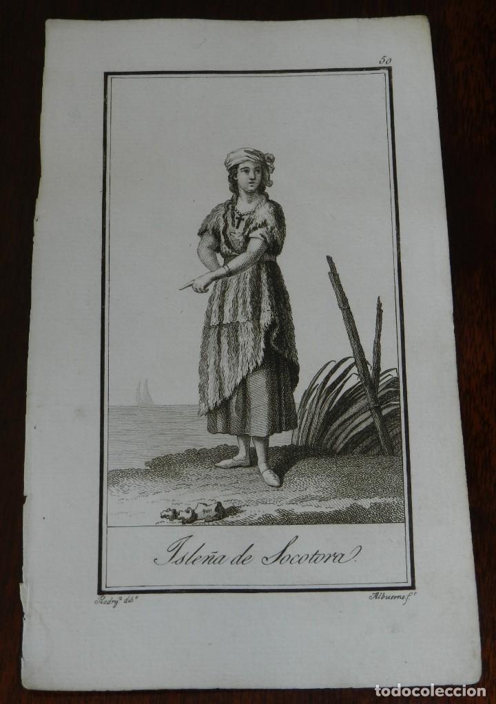 Arte: ANTIGUO GRABADO ETNOGRAFICO DE ISLE&Ntilde;A DE SOCOTORA. GRABADO POR MANUEL ALBUERNE. DIBUJADO POR RODRIGU