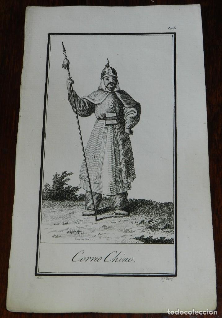 Arte: ANTIGUO GRABADO ETNOGRAFICO DE CORREO CHINO. GRABADO POR VAZQUEZ. DIBUJADO POR RODRIGUEZ, MIDE 17 X