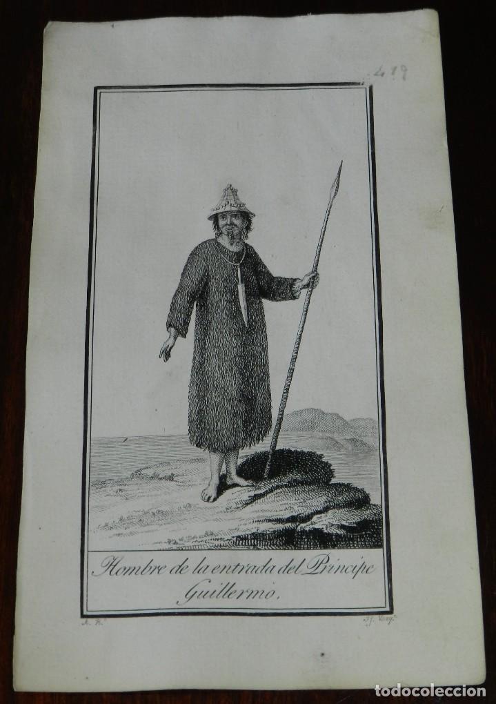 Kunst: ANTIGUO GRABADO ETNOGRAFICO DE HOMBRE DE LA ENTRADA DEL PRINCIPE GUILLERMO. GRABADO POR VAZQUEZ. DIB