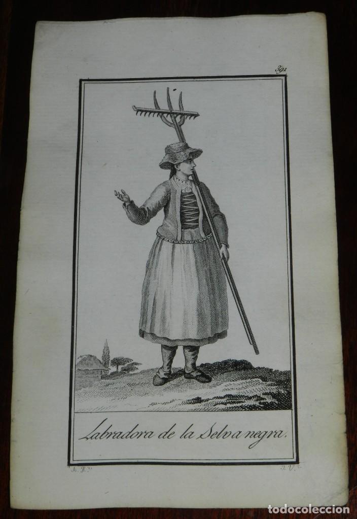 Art: ANTIGUO GRABADO ETNOGRAFICO DE LABRADORA DE LA SELVA NEGRA, GRABADO POR VAZQUEZ. DIBUJADO POR RODRIG