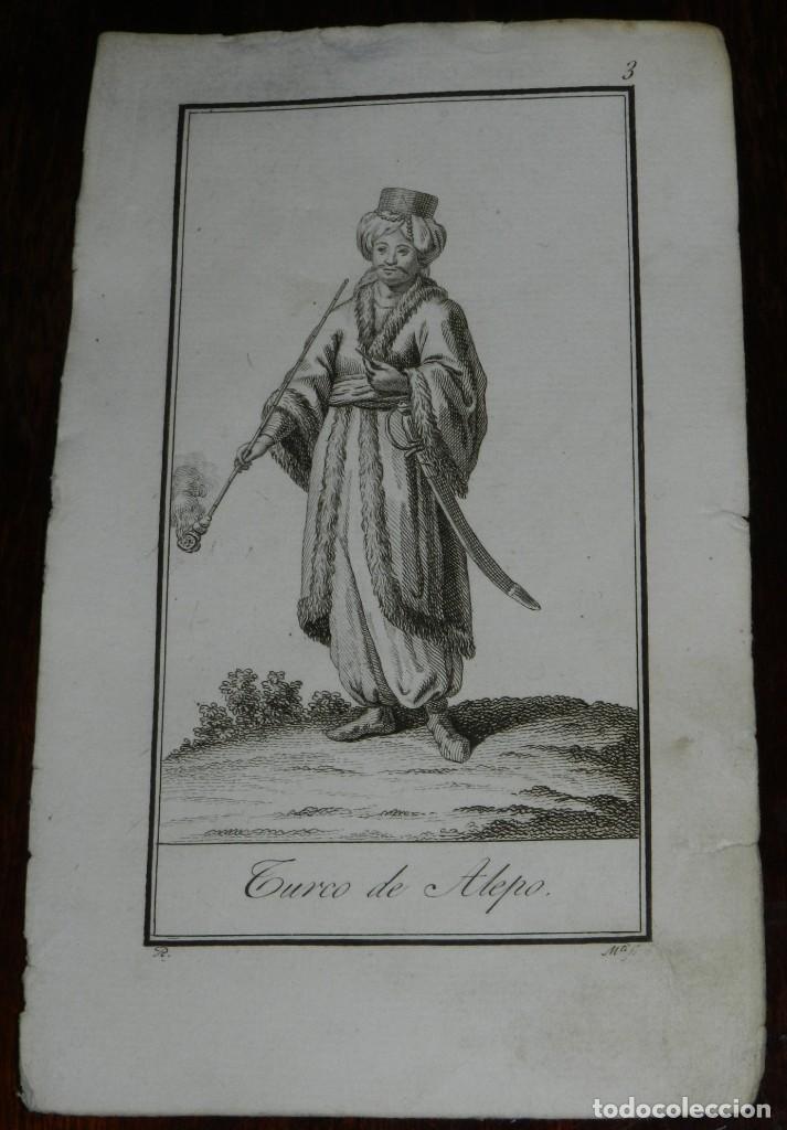 Kunst: ANTIGUO GRABADO ETNOGRAFICO DE TURCO DE ALEPO, GRABADO POR VAZQUEZ. DIBUJADO POR RODRIGUEZ, MIDE 17