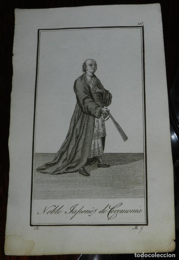 Art: ANTIGUO GRABADO ETNOGRAFICO DE NOBLE JAPONES DE CEREMONIA, GRABADO POR VAZQUEZ. DIBUJADO POR RODRIGU