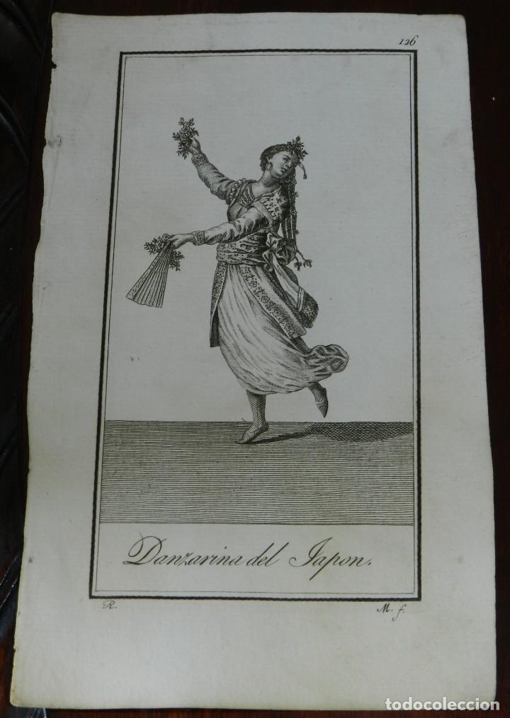 Kunst: ANTIGUO GRABADO ETNOGRAFICO DE DANZARINA DEL JAPON, GRABADO POR VAZQUEZ. DIBUJADO POR RODRIGUEZ, MID
