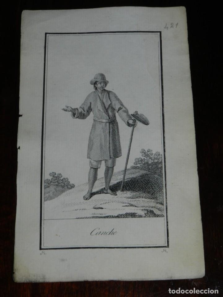 Art: ANTIGUO GRABADO ETNOGRAFICO DE CANCHE. GRABADO POR R. DIBUJADO POR R., MIDE 17 X 10,5 CMS.
