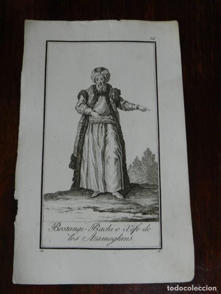 Kunst: ANTIGUO GRABADO ETNOGRAFICO DE BOSTANGI BACHI O JEFE DE LOS AZAMOGLANS. GRABADO POR R, DIBUJADO POR