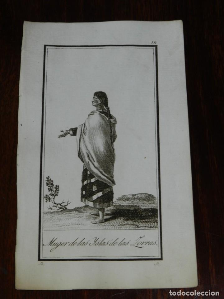 Art: ANTIGUO GRABADO ETNOGRAFICO DE MUJER DE LAS ISLAS DE LAS ZORRAS. GRABADO POR R, DIBUJADO POR R., MID