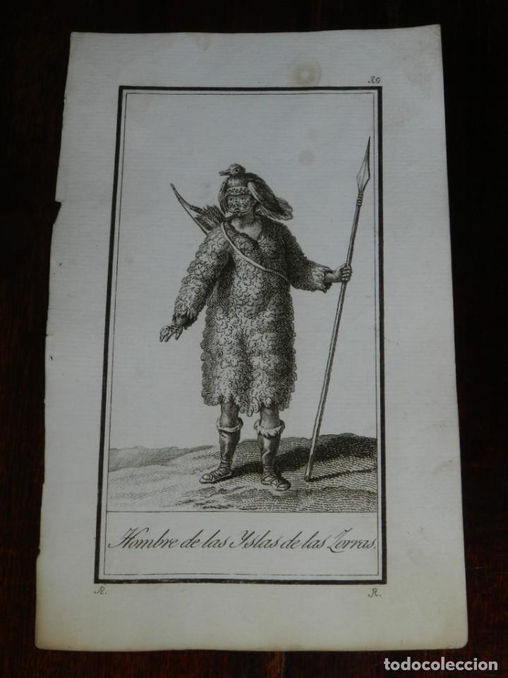 Kunst: ANTIGUO GRABADO ETNOGRAFICO DE HOMBRE DE LAS ISLAS DE LAS ZORRAS. GRABADO POR R, DIBUJADO POR R., MI
