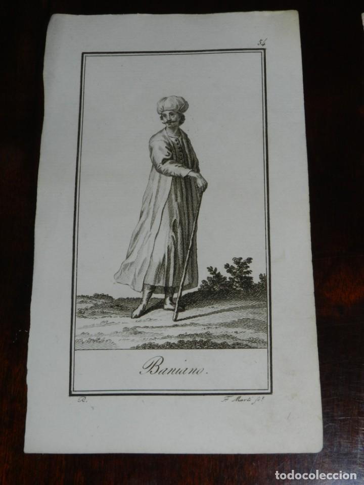 Art: ANTIGUO GRABADO ETNOGRAFICO DE BANIANO, GRABADO POR MARTI, DIBUJADO POR R., MIDE 17 X 10,5 CMS.