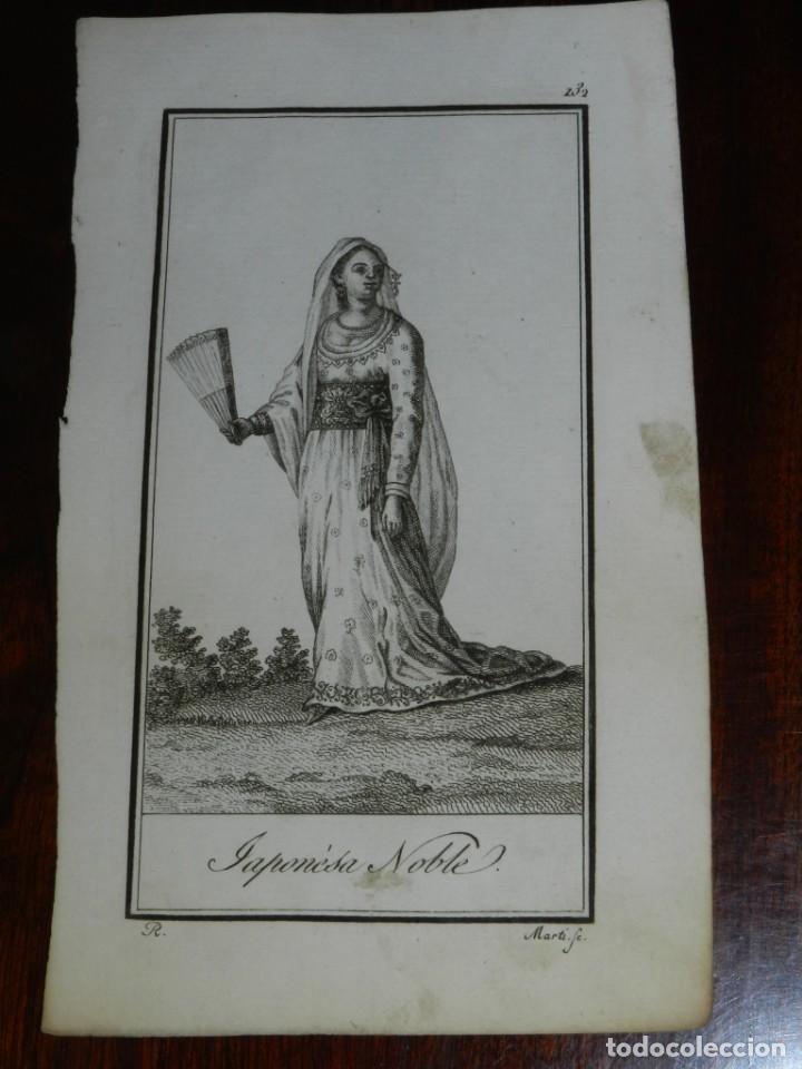Arte: ANTIGUO GRABADO ETNOGRAFICO DE JAPONESA NOBLE, GRABADO POR MARTI, DIBUJADO POR R., MIDE 17 X 10,5 CM