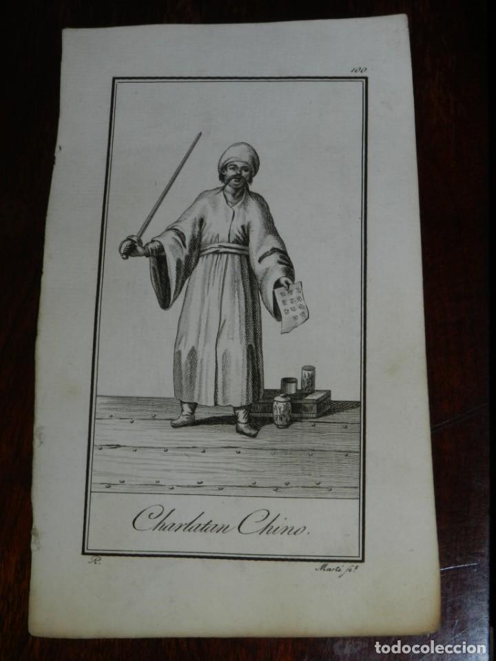 Art: ANTIGUO GRABADO ETNOGRAFICO DE CHARLATAN CHINO, GRABADO POR MARTI, DIBUJADO POR R., MIDE 17 X 10,5 C