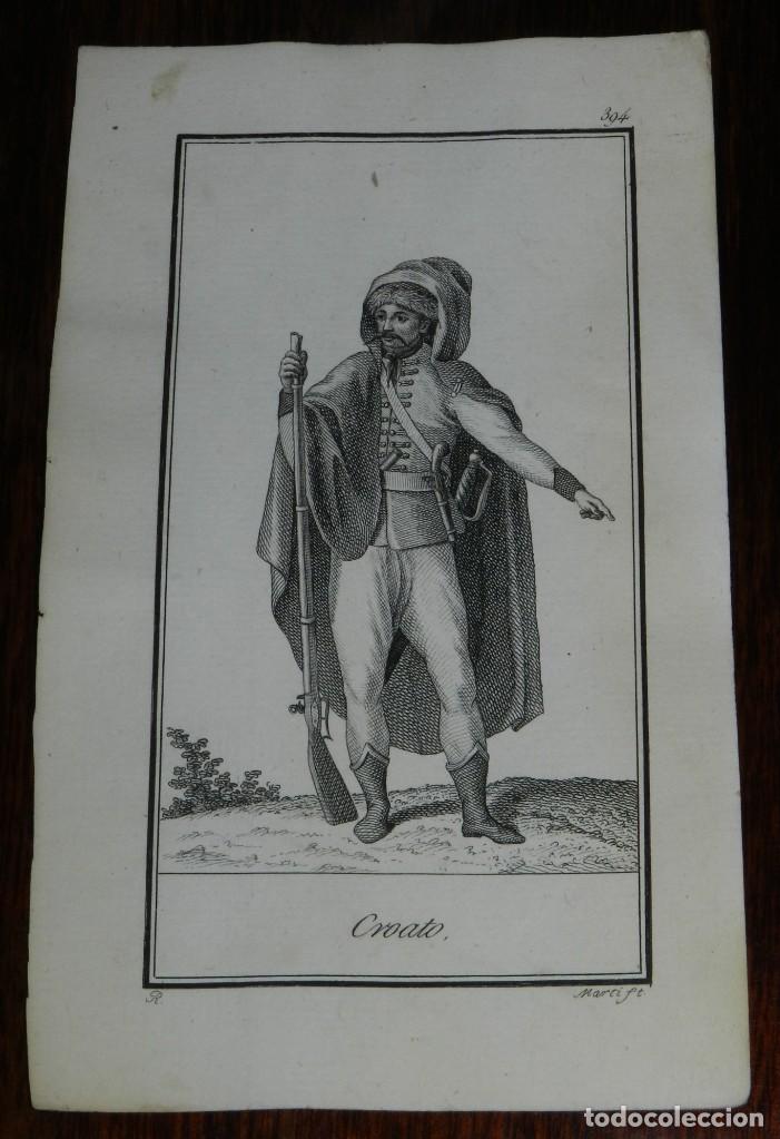 Art: ANTIGUO GRABADO ETNOGRAFICO DE CROATO, GRABADO POR MARTI. DIBUJADO POR R., MIDE 17 X 10,5 CMS.