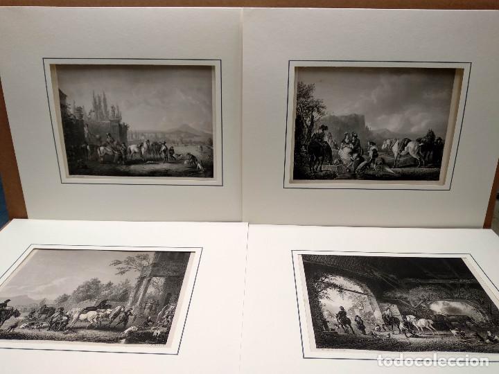 Arte: Lote 4 grabados de escenas bucolicas, Dresden Gallery 1850