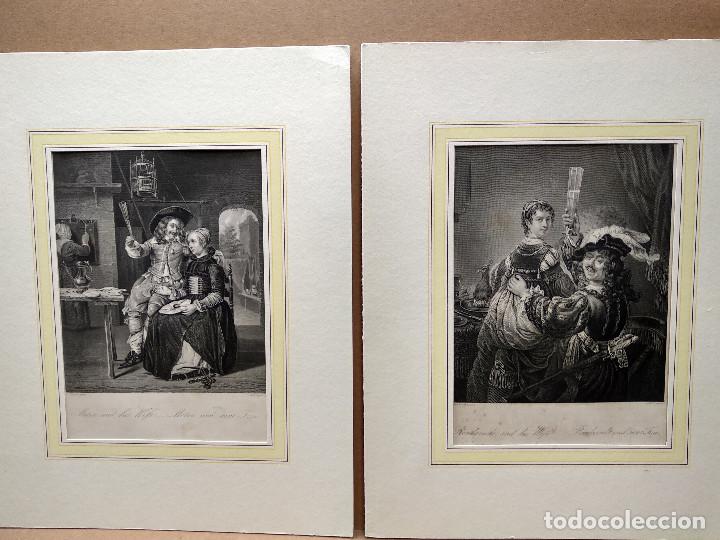 Arte: Lote 2 grabados de escenas costumbristas, Dresden Gallery 1850