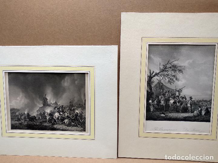 Arte: Lote 2 grabados de escenas militares, Dresden Gallery 1850
