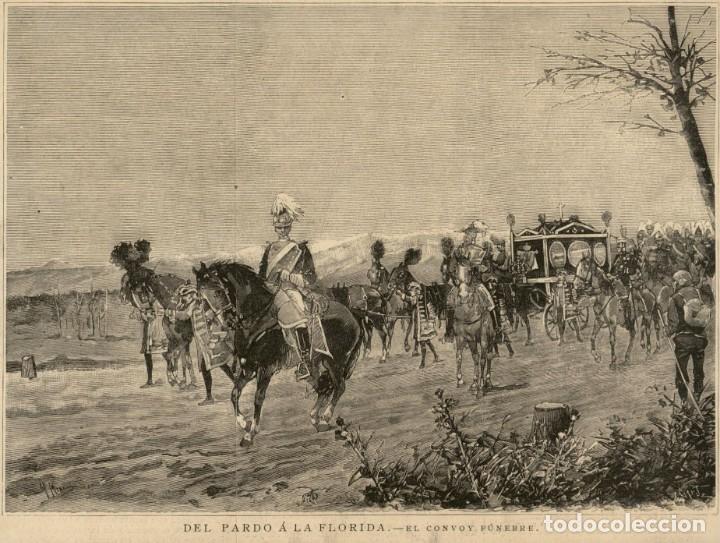 Art: 1885 - Original - Del Pardo a la Florida - Convoy funebre Rey Alfonso XII - La Ilustraci&oacute;n Espa&ntilde;ola