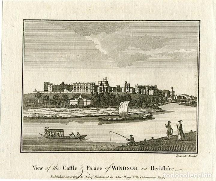 Arte: Castillo y palacio de Windsor - Grabado original de Roberts - 1784 - Foto 1