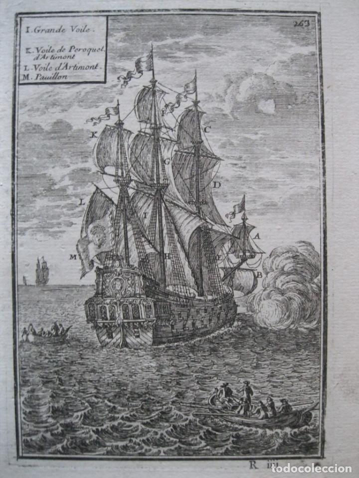Arte: Barco de vela y sus partes, 1683. Mallet - Foto 1