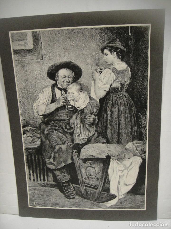 Arte: la comida del beb&eacute; - grabado litografico - Foto 1
