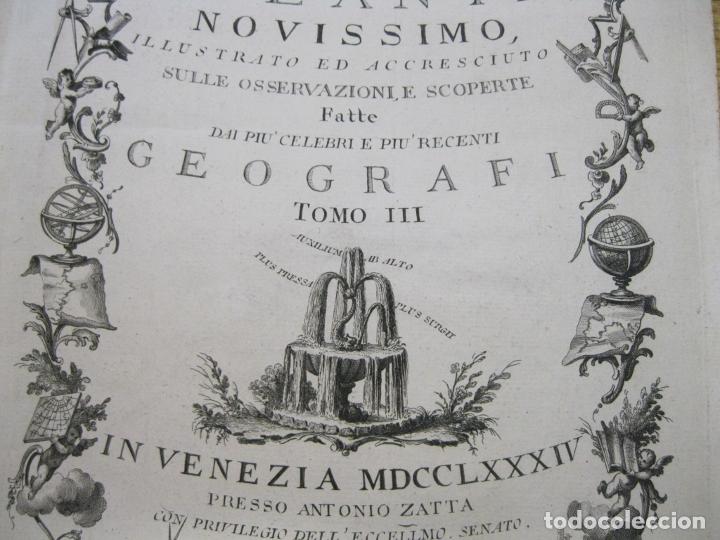 Arte: Frontispicio del Atlante Novissimo, 1784. Zatta - Foto 5