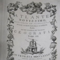Arte: FRONTISPICIO DEL ATLANTE NOVISSIMO, 1784. ZATTA
